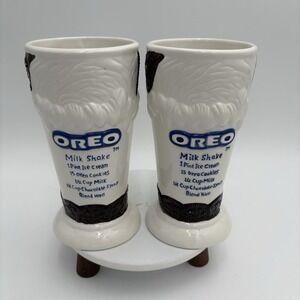 Vintage Nabisco Oreo Milkshake Recipe Ceramic Embossed Set Of‎ 2